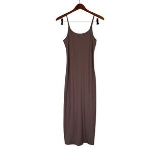 No Boundaries Fitted Ribbed Midi Maxi Dress Brown Size S